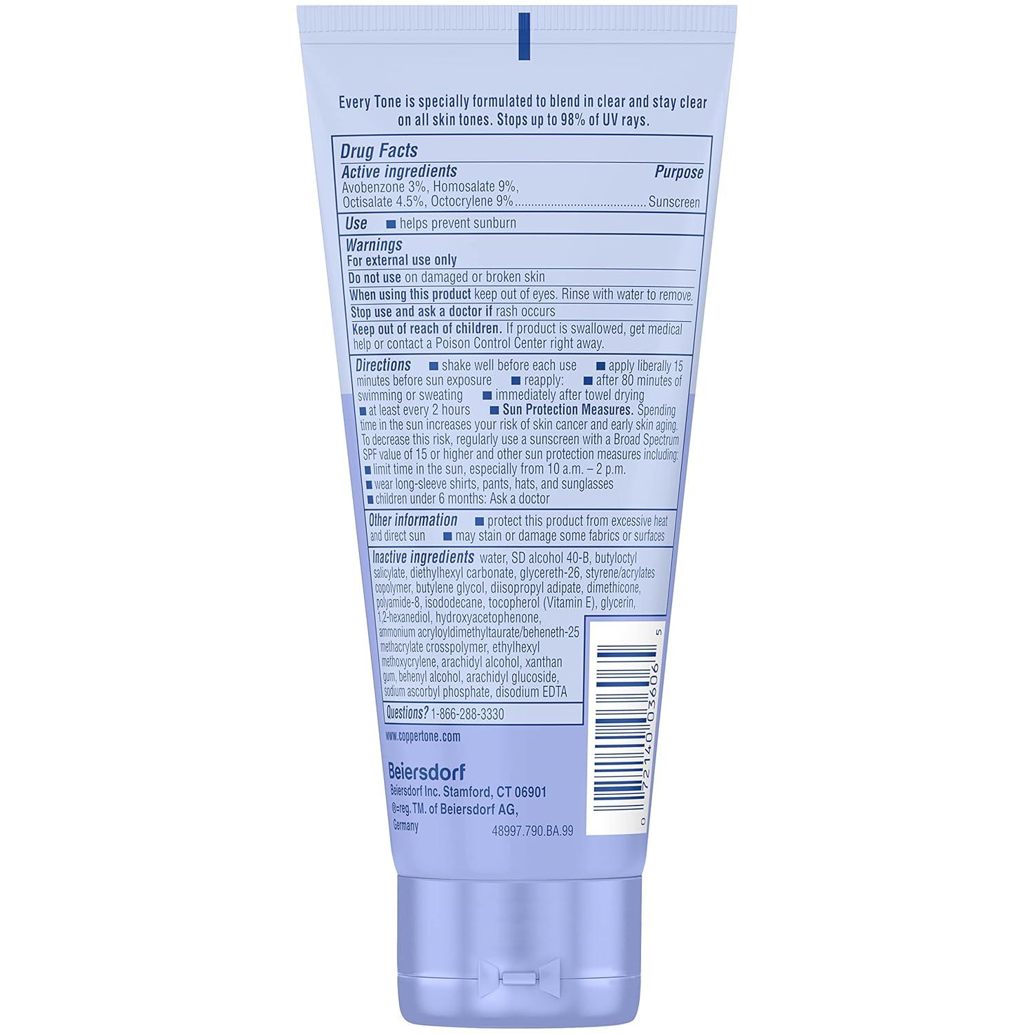 imageCoppertone Every Tone Sunscreen Lotion SPF 50 Lightweight Rubs on Clear Sunscreen for All Skin Tones Formulated with Nourishing Vitamin E 7 Fl Oz Tube7 Fl Oz Pack of 1