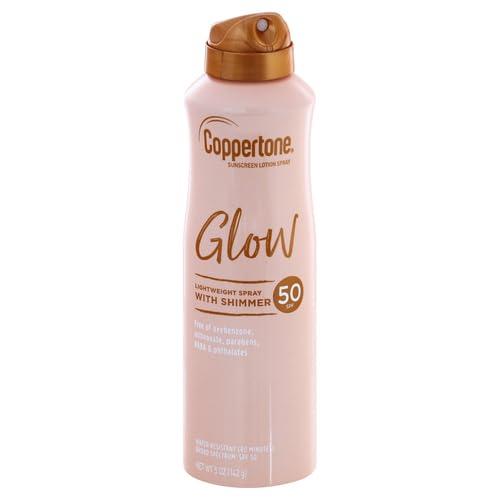 imageCoppertone Glow with Shimmer Sunscreen Spray SPF 50 Water Resistant Spray Sunscreen Broad Spectrum SPF 50 Sunscreen Spray 5 Oz SpraySPF 50