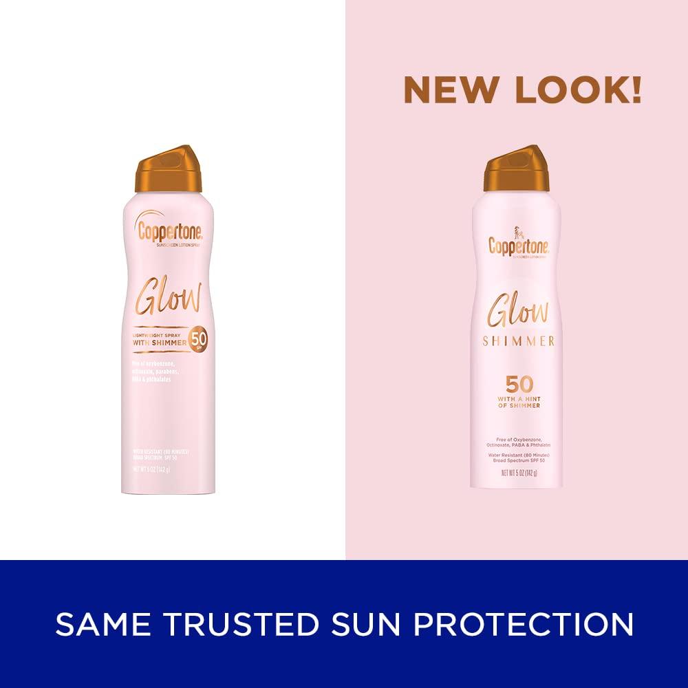 imageCoppertone Glow with Shimmer Sunscreen Spray SPF 50 Water Resistant Spray Sunscreen Broad Spectrum SPF 50 Sunscreen Spray 5 Oz SpraySPF 50