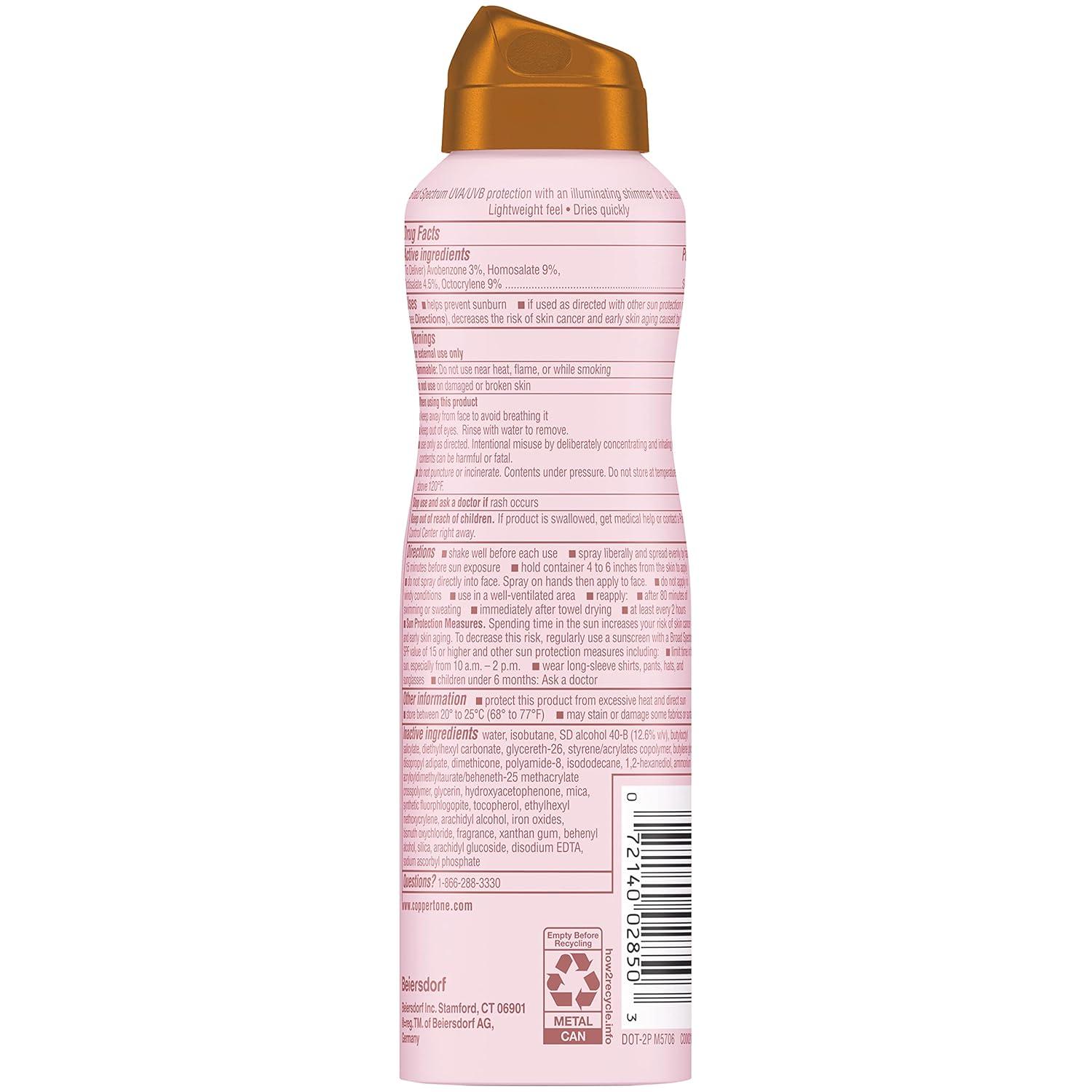 imageCoppertone Glow with Shimmer Sunscreen Spray SPF 50 Water Resistant Spray Sunscreen Broad Spectrum SPF 50 Sunscreen Spray 5 Oz SpraySPF 50