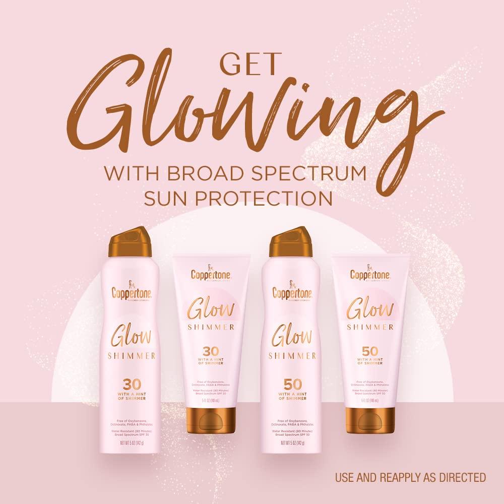 imageCoppertone Glow with Shimmer Sunscreen Spray SPF 50 Water Resistant Spray Sunscreen Broad Spectrum SPF 50 Sunscreen Spray 5 Oz SpraySPF 50