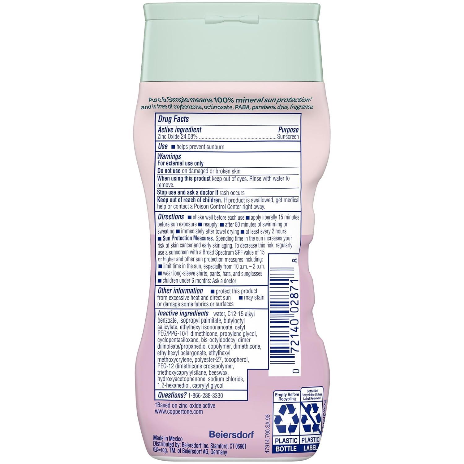 imageCoppertone Pure and Simple Baby Mineral Sunscreen Lotion SPF 50 6 Fl Oz Baby Sunscreen Stick SPF 50 049 Oz Hypoallergenic and Fragrance Free