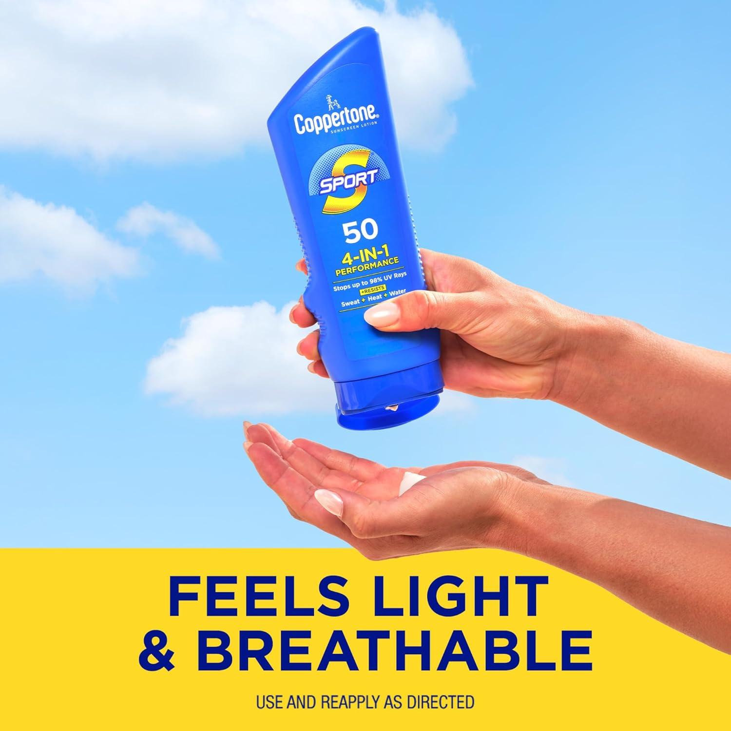 imageCoppertone Sport Sunscreen Lotion Broad Spectrum SPF 50 Sunscreen Multi Pack 7 Fl Oz Pack of 2