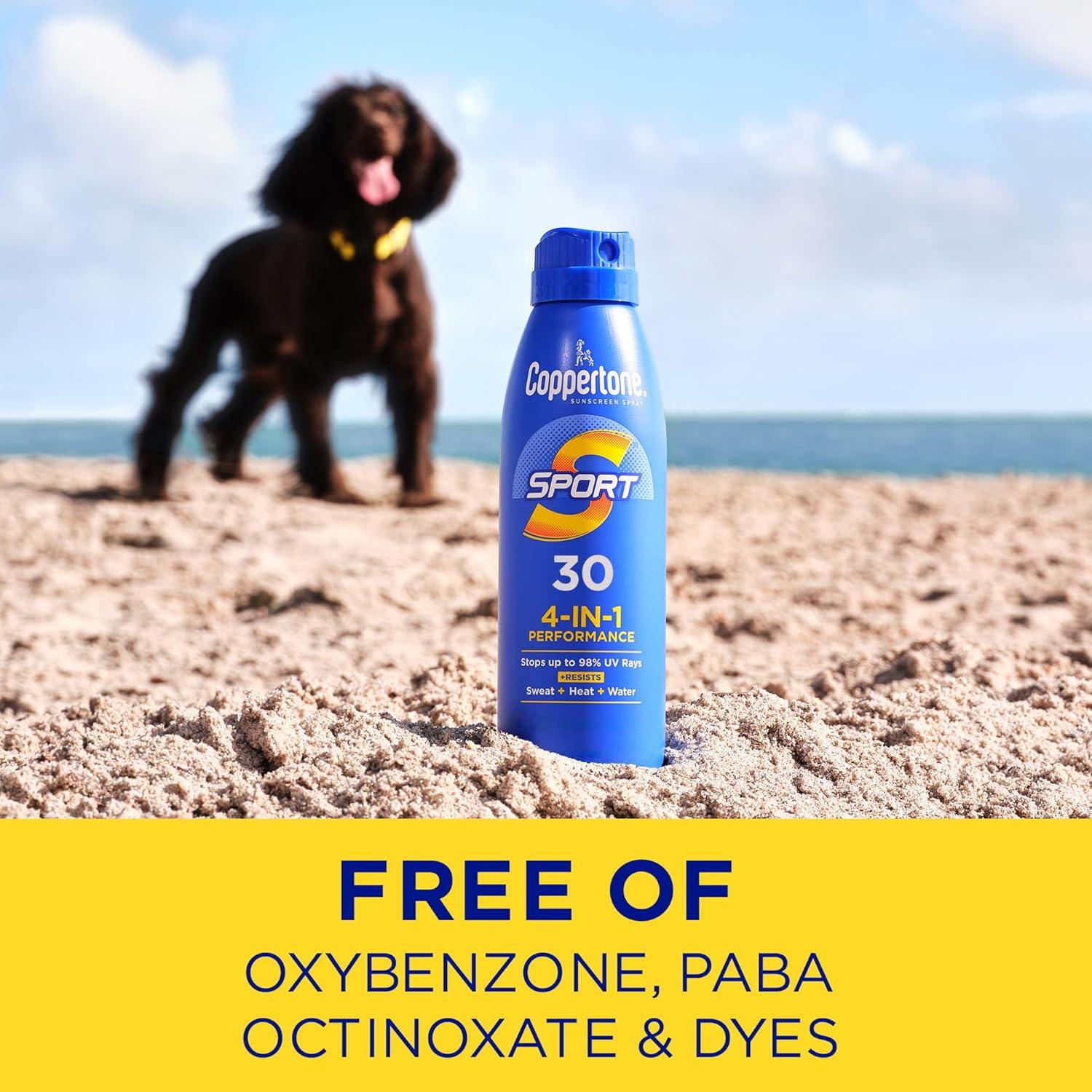 imageCoppertone Sport Sunscreen Spray SPF 30 Water Resistant Spray Sunscreen Pack 55 Oz Pack of 2 Packaging May Vary