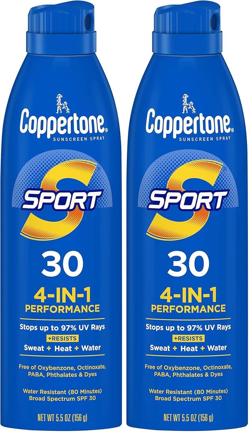 imageCoppertone Sport Sunscreen Spray SPF 30 Water Resistant Spray Sunscreen for Body 55 Oz Packaging May VaryBlue