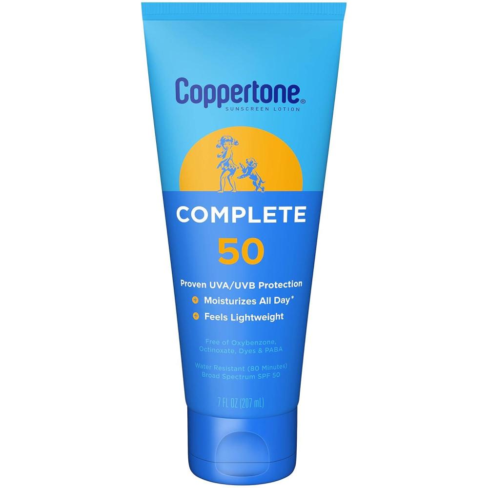 imageCoppertone Complete Sunscreen Lotion SPF 30 Face and Body Sunscreen Lightweight Water Resistant 7 Fl OzSPF 50