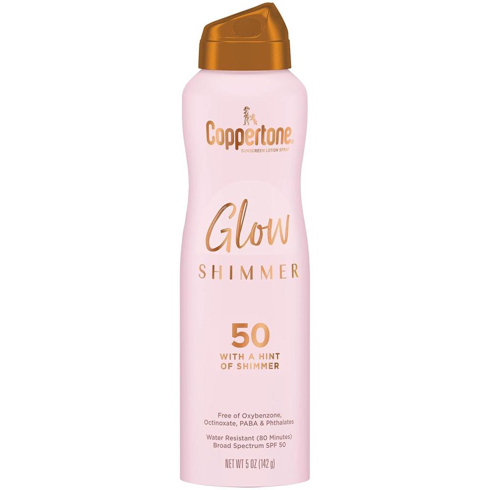 imageCoppertone Glow with Shimmer Sunscreen Spray SPF 50 Water Resistant Spray Sunscreen Broad Spectrum SPF 50 Sunscreen Spray 5 Oz SpraySPF 50