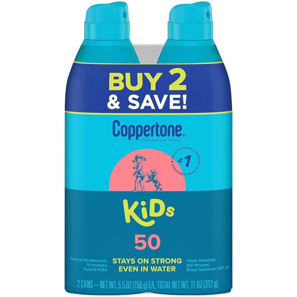 imageCoppertone KIDS Sunscreen Continuous Spray SPF 50 55 Ounce Pack of 2 Packaging may vary