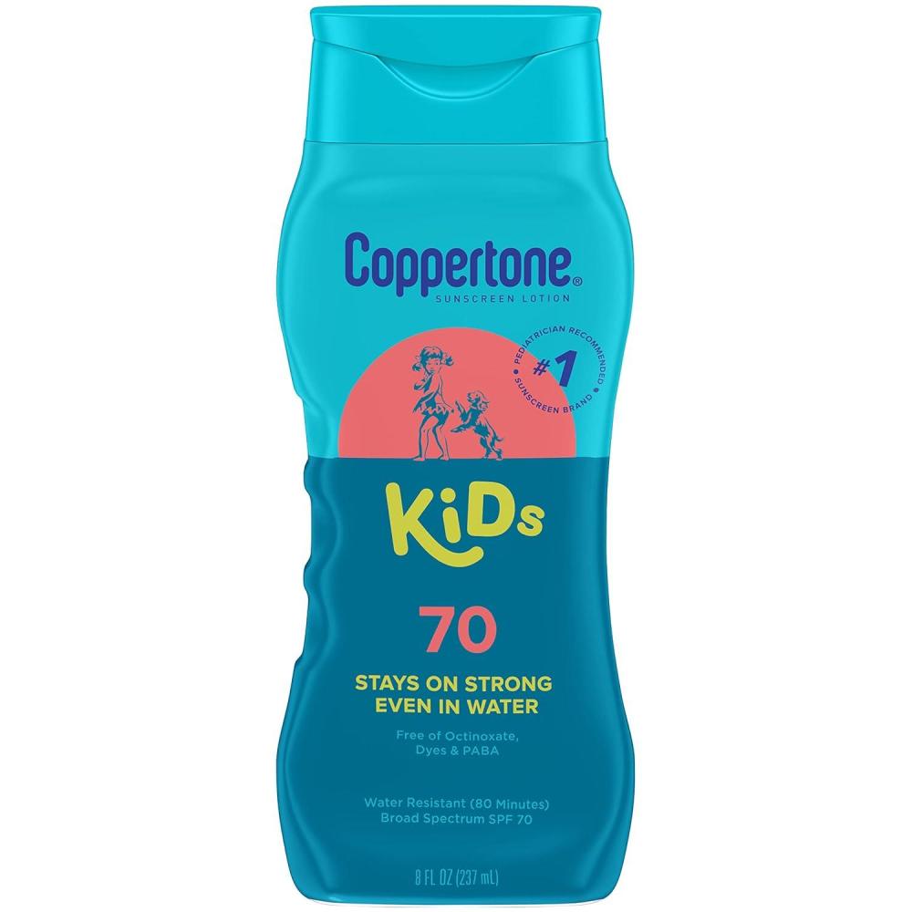 imageCoppertone Kids Sunscreen Lotion SPF 70 Water Resistant Sunscreen for Kids 8 Fl Oz Bottle