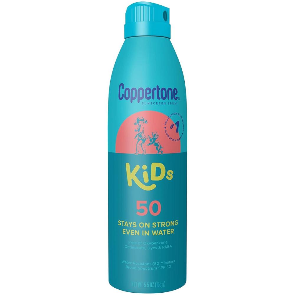 imageCoppertone Kids Sunscreen Spray SPF 50 Water Resistant Sunscreen for Kids Oxybenzone and Octinoxate Free Pediatrician Recommended 55 Oz Can