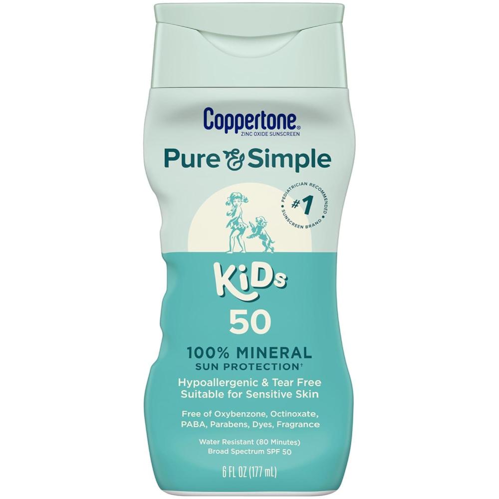imageCoppertone Pure and Simple Kids Sunscreen Lotion SPF 50 Broad Spectrum Sunscreen Lotion for Kids 6 Fl Oz