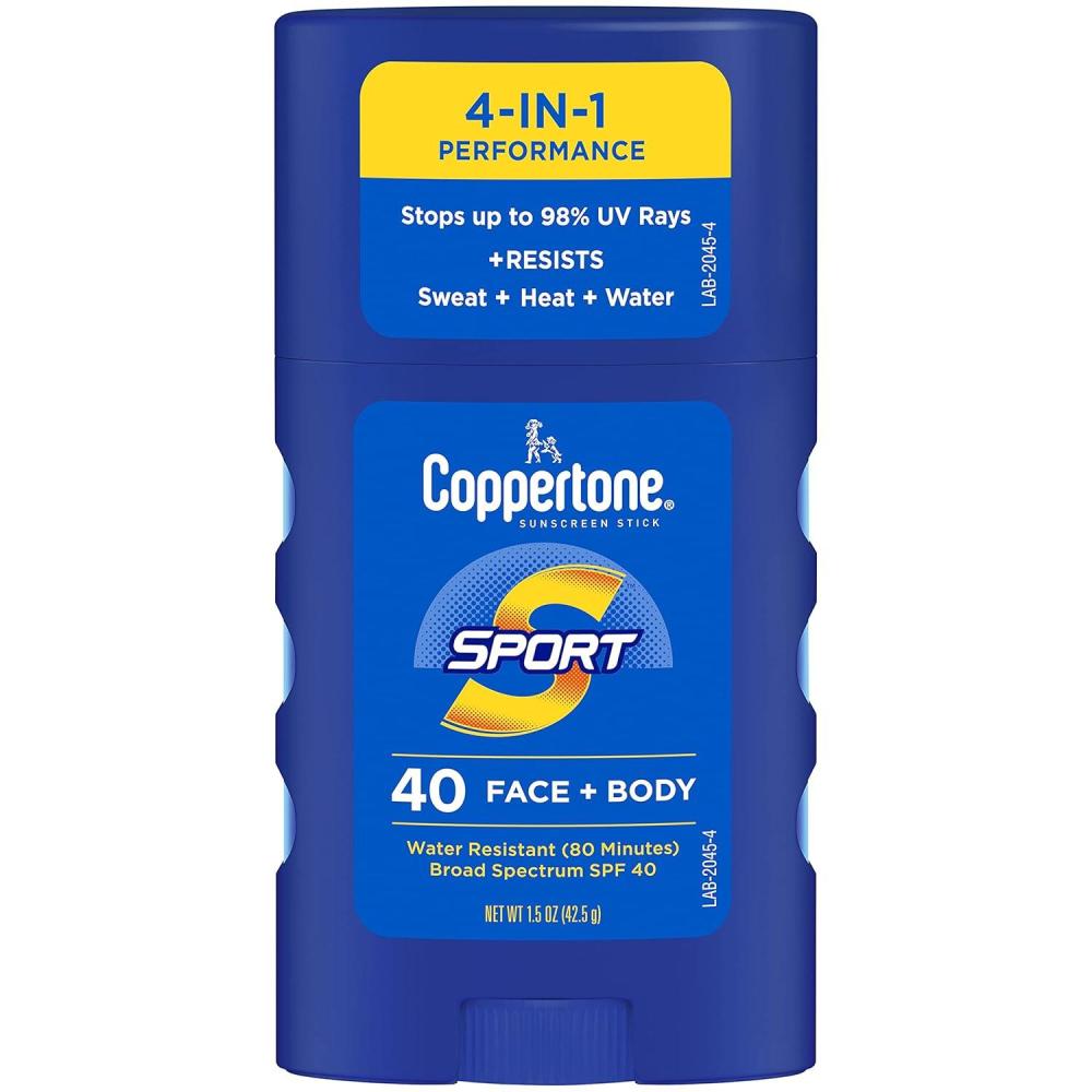 imageCoppertone Sport Sunscreen Stick SPF 40 Stick Sunscreen for Face and Body Water Resistant Travel Size 15 Oz15 Ounce Pack of 1