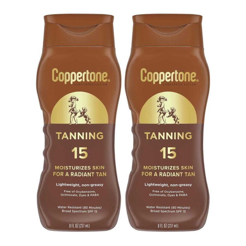 imageCoppertone Tanning Sunscreen Lotion SPF 15 Broad Spectrum Sunscreen 8 Fl Oz8 Fl Oz Pack of 2
