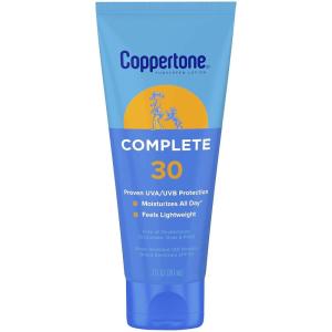 Coppertone Complete Sunscreen Lotion SPF 30, Face and Body Sunscreen, Lightweight, Water Resistant, 7 Fl Oz(SPF 30)