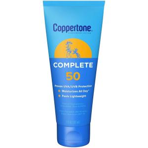 Coppertone Complete Sunscreen Lotion SPF 30, Face and Body Sunscreen, Lightweight, Water Resistant, 7 Fl Oz(SPF 50)