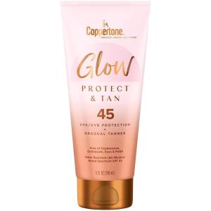 Coppertone Glow Protect and Tan Sunscreen Lotion + Gradual Self Tanner, SPF 45 Sunscreen, 5 Fl Oz Tube(Pink)