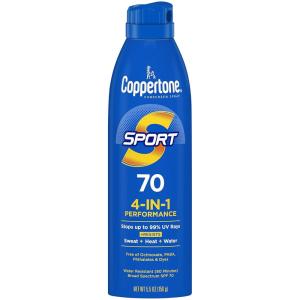 Coppertone SPORT Continuous Sunscreen Spray Broad Spectrum SPF 70 (5.5 Ounce) (Packaging may vary)(SPF 70)