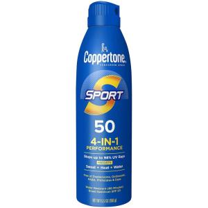 Coppertone Sport Sunscreen Spray, Broad Spectrum SPF 50 Water Resistant Spray Sunscreen, 5.5 Oz