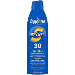 Coppertone Sport Sunscreen Spray SPF 30, Water Resistant Spray Sunscreen for Body, 5.5 Oz (Packaging May Vary)(Blue)