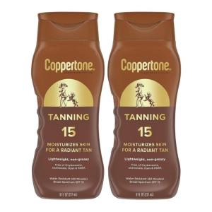 Coppertone Tanning Sunscreen Lotion, SPF 15 Broad Spectrum Sunscreen, 8 Fl Oz(8 Fl Oz (Pack of 2))