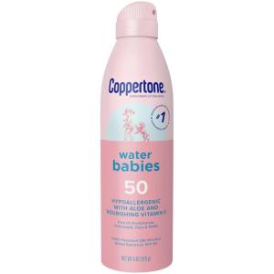 Coppertone WaterBabies Sunscreen Spray SPF 50, Spray On Sunscreen for Babies, Water Resistant, Pediatrician Recommended, 6 Oz, Pack of 2(6 Ounce (Pack of 1))
